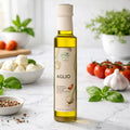 Olijfolie met knoflook (aglio) extra vierge 250 ml – Bonamini in keuken/sfeerfoto