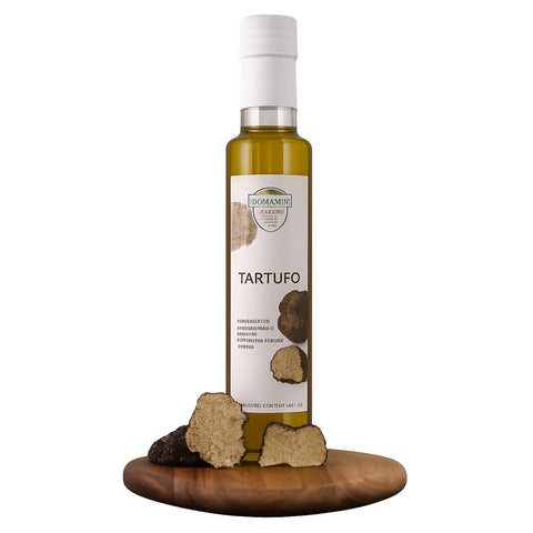 Olijfolie met truffel (tartufo) extra vierge 250 ml – Bonamini fles (packshot)